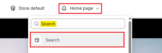 Shopify Admin Theme Editor-Go to the Search Page Screenshot of Shopify Admin Theme Editor-Go to the Search Page
