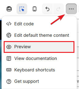 Shopify Admin Theme Editor-Preview Duplicate Theme Screenshot of Shopify Admin Theme Editor-Preview Duplicate Theme