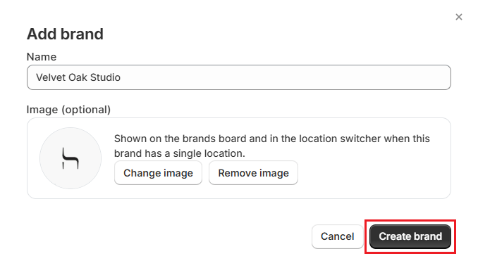 Screenshot of OrderPilot Brands Tab-Create Brand