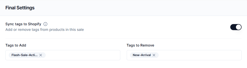 Screenshot of Price Rules-Shopify Tags