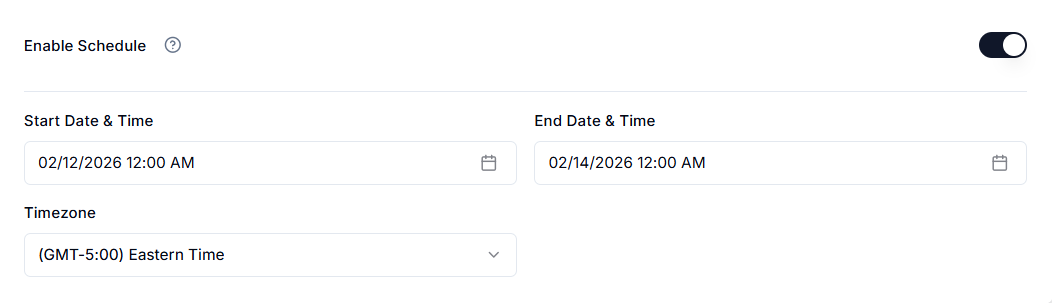Screenshot of Price Rules-Scheduling