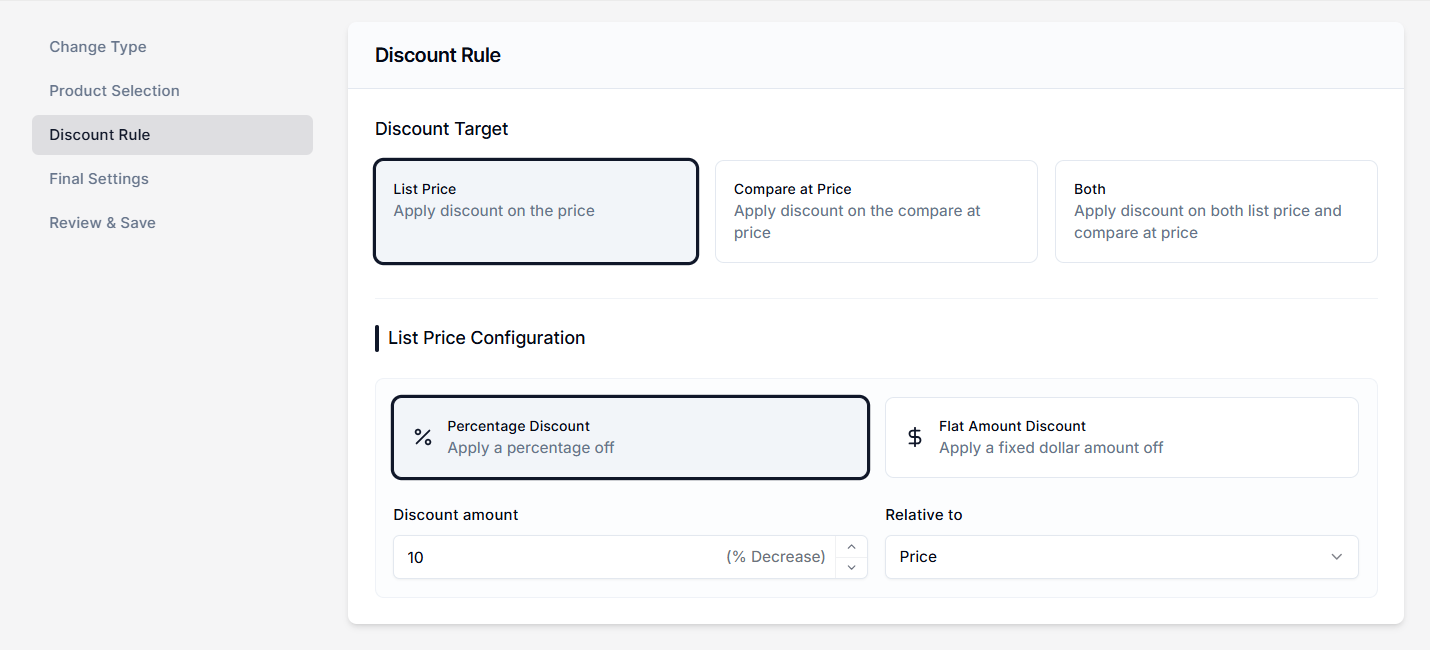 Screenshot of Price Rules-Discount Logic