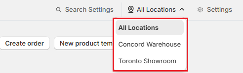 Screenshot of OrderPilot Location Filter List