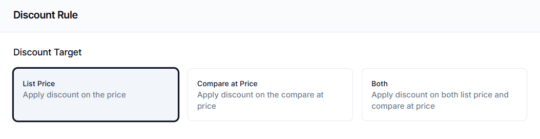 Screenshot of Price Rules Discount Target