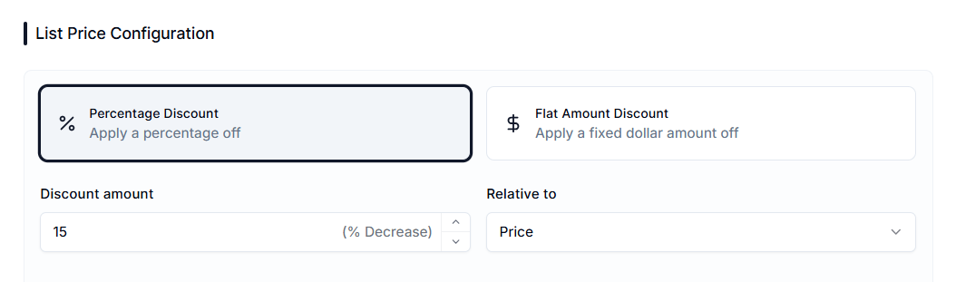 Screenshot of Price Rules Discount Calculation Method-Percentage