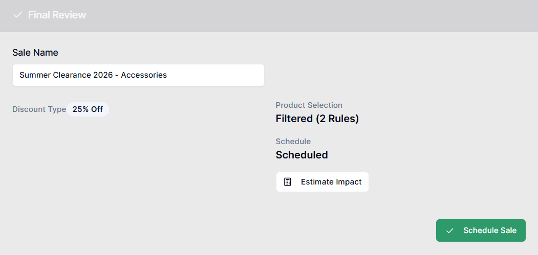 Screenshot of Price Rules Final Review