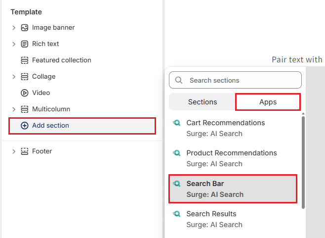 Shopify Theme Editor-Add App Blocks Screenshot of Shopify Theme Editor-Add App Blocks