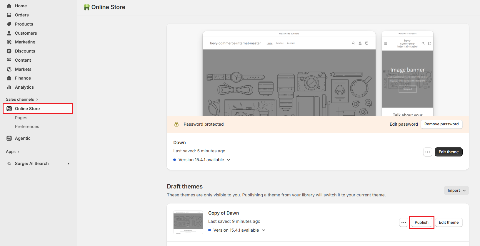 Shopify Theme Editor-Publish Duplicate Theme Screenshot of Shopify Theme Editor-Publish Duplicate Theme