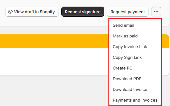 Screenshot of OrderPilot options menu open on an unpaid order