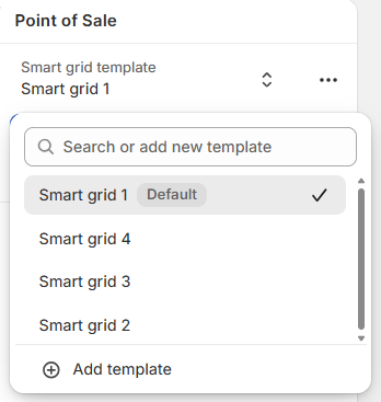 Screenshot of Shopify Admin Customize POS App-Select or Add Template