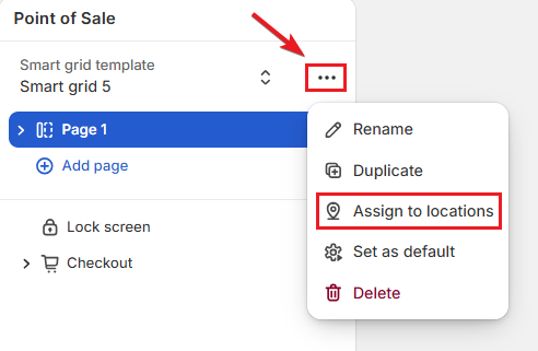 Screenshot of Shopify Admin Customize POS App-Assign Locations