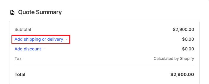 OrderPilot Create Quote-Click Add Shipping or Delivery Screenshot of OrderPilot Create Quote-Click Add Shipping or Delivery