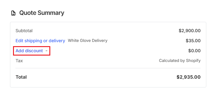 OrderPilot Create Quote-Click Add Discount Screenshot of OrderPilot Create Quote-Click Add Discount