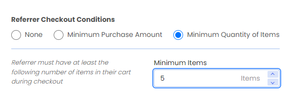 Screenshot of Share Cart Incentives Tab-Referrer Checkout Conditions