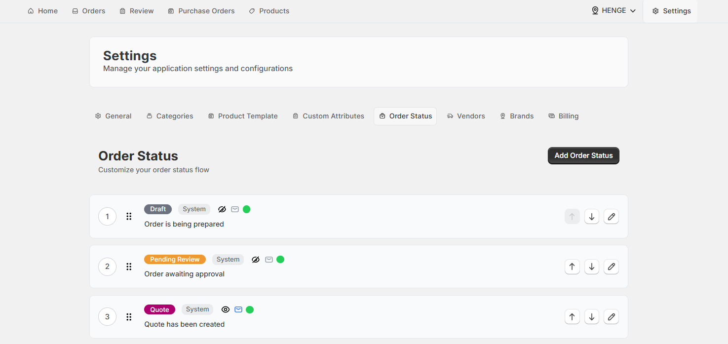Screenshot of OrderPilot Custom Order Status