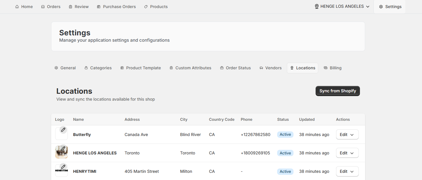 Screenshot of OrderPilot Grouping Off-Locations