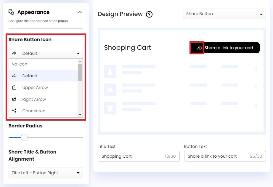 Screenshot of Share Button Icon