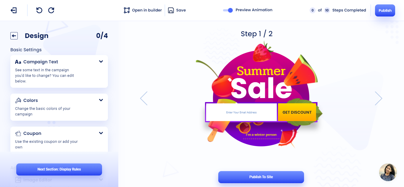 Smart Setup 2 screenshot of Bevy Design's smart setup Design tab