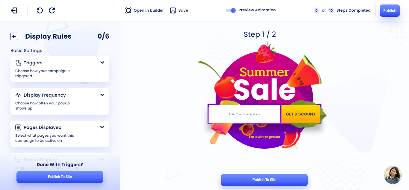 Smart Setup 3 screenshot of Bevy Design's smart setup Display Rules tab