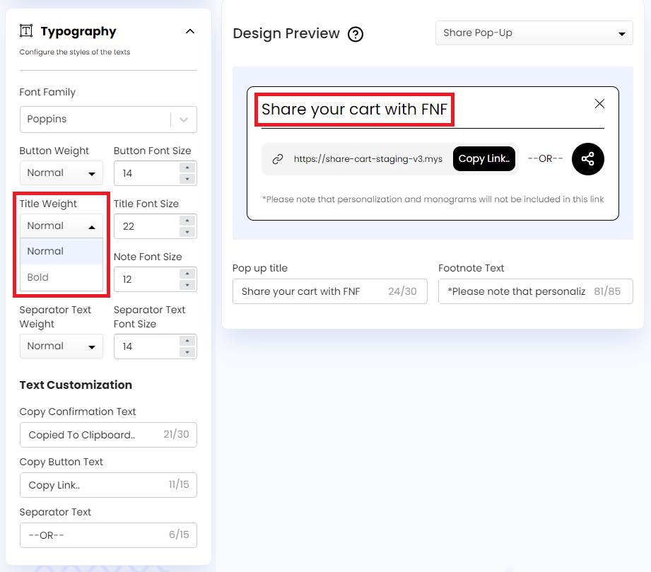 Title Weight-Share Pop-Up